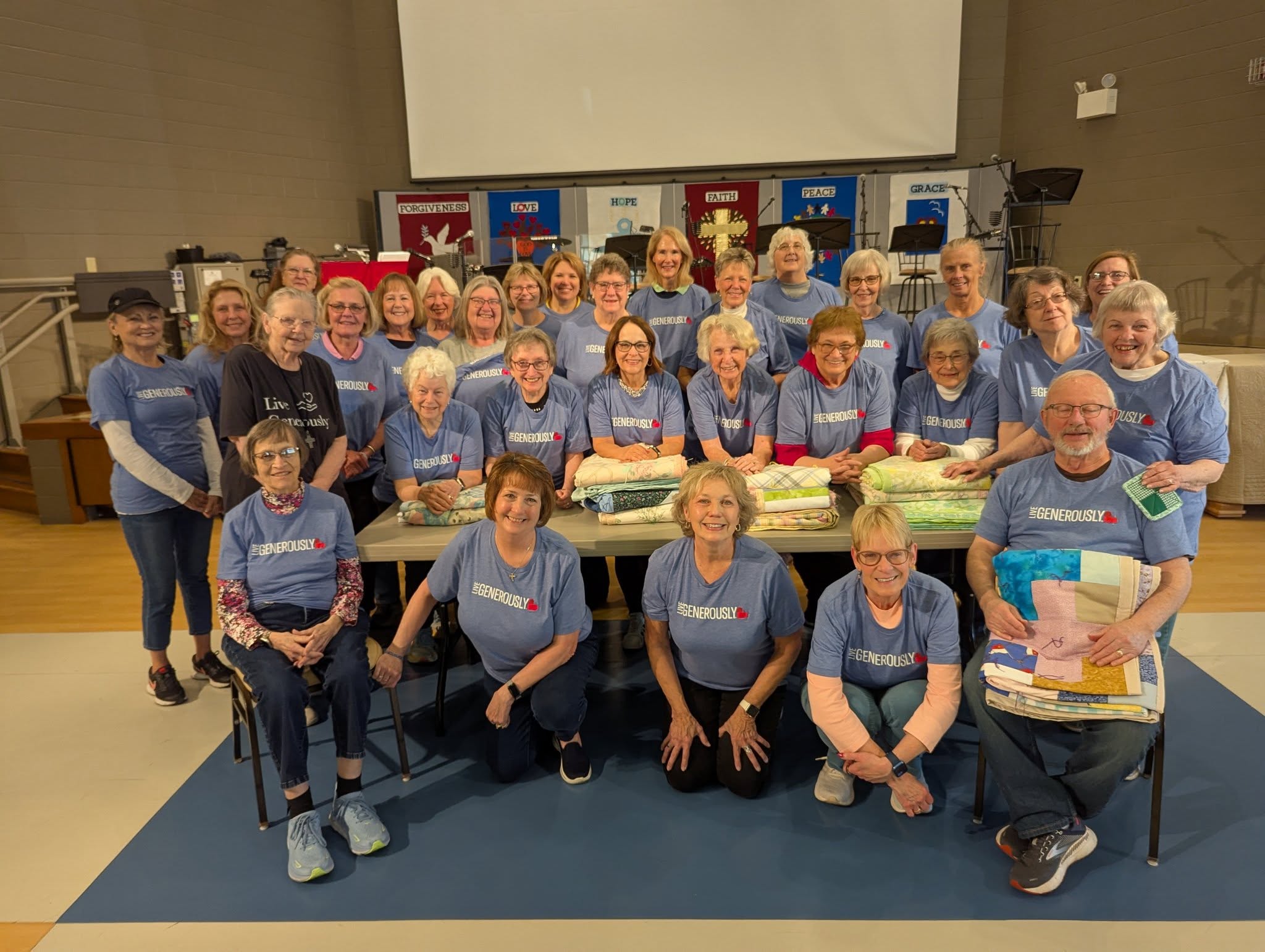 Large group of volunteers